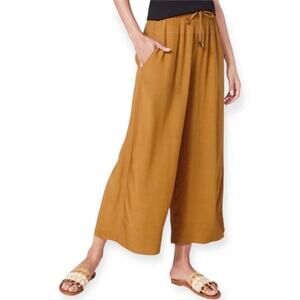 The Odells Seaside Lounge Pants Wide-Leg Trousers Mustard Yellow Size Small